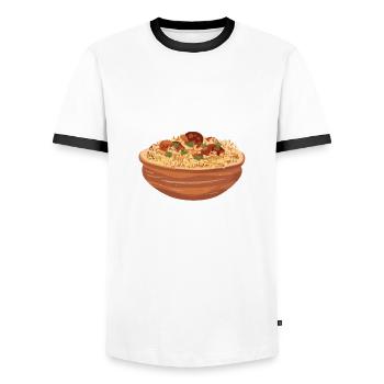 Nasi Goreng - Men's Ringer Shirt - white/black - Front - AI Model Female 172 light (172cm) & AI Model Male 178 dark (178cm)