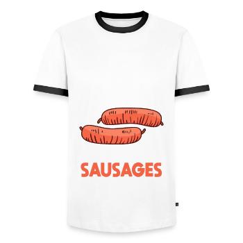 Sausage lovers - Men's Ringer Shirt - white/black - Front - AI Model Female 172 light (172cm) & AI Model Male 178 dark (178cm)