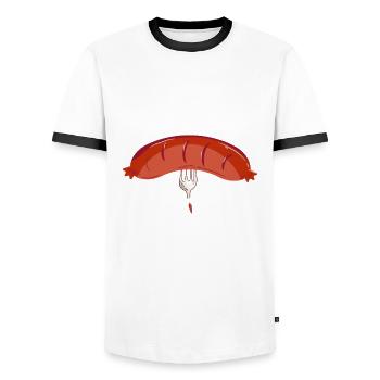 Sausage lover design - Men's Ringer Shirt - white/black - Front - AI Model Female 172 light (172cm) & AI Model Male 178 dark (178cm)