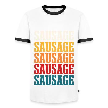 Sausage - Men's Ringer Shirt - white/black - Front - AI Model Female 172 light (172cm) & AI Model Male 178 dark (178cm)