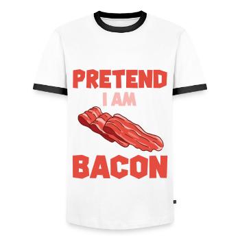 Drôle de cadeau au bacon - T-shirt contrasté Homme - blanc/noir - Devant - AI Model Female 172 light (172cm) & AI Model Male 178 dark (178cm)