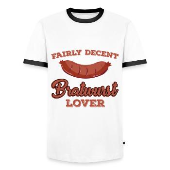 Retro Ferry Clothing Container Ship - Men's Ringer Shirt - white/black - Front - AI Model Female 172 light (172cm) & AI Model Male 178 dark (178cm)