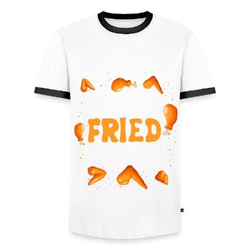 J’adore le poulet frit - T-shirt contrasté Homme - blanc/noir - Devant - AI Model Female 172 light (172cm) & AI Model Male 178 dark (178cm)