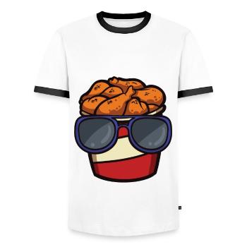 Seau de poulet frit avec - T-shirt contrasté Homme - blanc/noir - Devant - AI Model Female 172 light (172cm) & AI Model Male 178 dark (178cm)