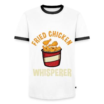 Chuchoteur de poulet frit - T-shirt contrasté Homme - blanc/noir - Devant - AI Model Female 172 light (172cm) & AI Model Male 178 dark (178cm)