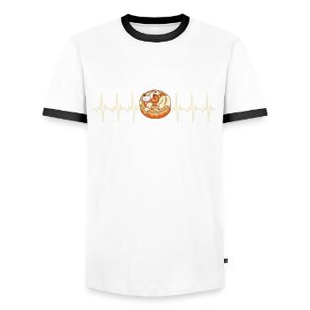 Battement de cœur de pain à la cannelle - T-shirt contrasté Homme - blanc/noir - Devant - AI Model Female 172 light (172cm) & AI Model Male 178 dark (178cm)