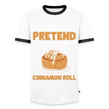 Faites semblant d’être un petit pain à la cannelle - T-shirt contrasté Homme - blanc/noir - Devant - AI Model Female 172 light (172cm) & AI Model Male 178 dark (178cm)