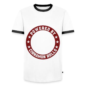 Grand design de rouleau de cannelle - T-shirt contrasté Homme - blanc/noir - Devant - AI Model Female 172 light (172cm) & AI Model Male 178 dark (178cm)