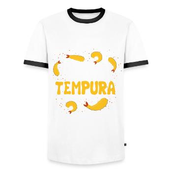 I love tempura - Men's Ringer Shirt - white/black - Front - AI Model Female 172 light (172cm) & AI Model Male 178 dark (178cm)