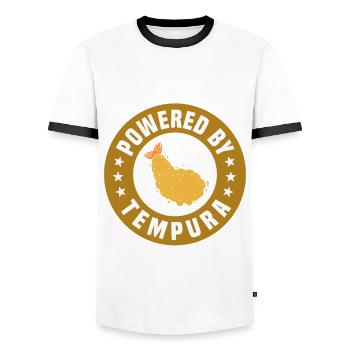 Powered by tempura - Men's Ringer Shirt - white/black - Front - AI Model Female 172 light (172cm) & AI Model Male 178 dark (178cm)