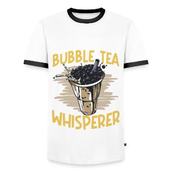 Bubble Tea Whisperer - Men's Ringer Shirt - white/black - Front - AI Model Female 172 light (172cm) & AI Model Male 178 dark (178cm)
