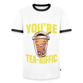 Süßes Bubble Tea Wortspiel - Männer Kontrast-T-Shirt - Weiß/Schwarz - Vorne - AI Model Female 172 light (172cm) & AI Model Male 178 dark (178cm)