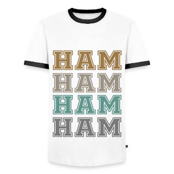 Jambon - T-shirt contrasté Homme - blanc/noir - Devant - AI Model Female 172 light (172cm) & AI Model Male 178 dark (178cm)
