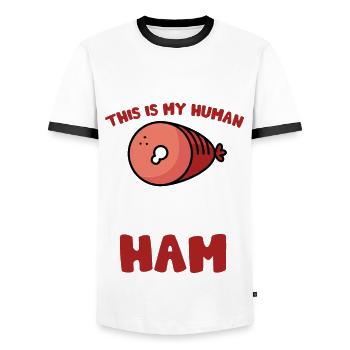 Jambon - T-shirt contrasté Homme - blanc/noir - Devant - AI Model Female 172 light (172cm) & AI Model Male 178 dark (178cm)