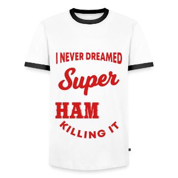 Amateur radio - Men's Ringer Shirt - white/black - Front - AI Model Female 172 light (172cm) & AI Model Male 178 dark (178cm)