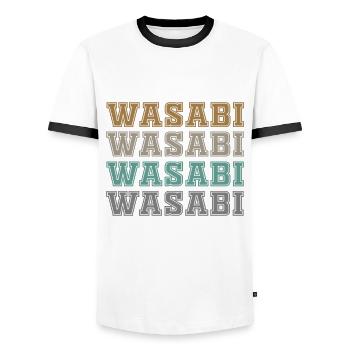 Lettrage Wasabi - T-shirt contrasté Homme - blanc/noir - Devant - AI Model Female 172 light (172cm) & AI Model Male 178 dark (178cm)