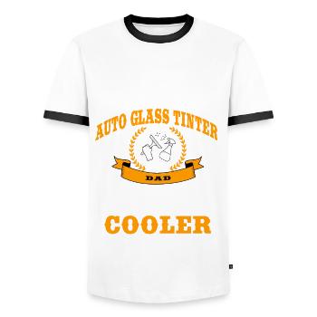 Car Glass Tinter Papa T-Shirt - Men's Ringer Shirt - white/black - Front - AI Model Female 172 light (172cm) & AI Model Male 178 dark (178cm)