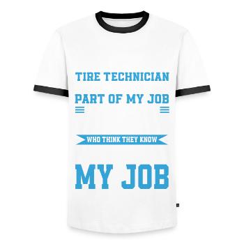 Tyre Technician - Men's Ringer Shirt - white/black - Front - AI Model Female 172 light (172cm) & AI Model Male 178 dark (178cm)