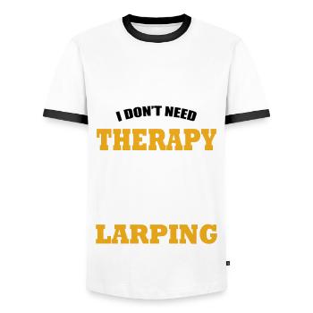 Drôle de citation de Larping - T-shirt contrasté Homme - blanc/noir - Devant - AI Model Female 172 light (172cm) & AI Model Male 178 dark (178cm)