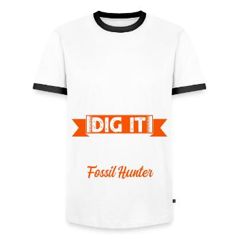 Toller Fossiljäger Spruch - Männer Kontrast-T-Shirt - Weiß/Schwarz - Vorne - AI Model Female 172 light (172cm) & AI Model Male 178 dark (178cm)