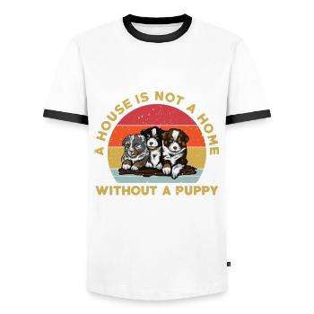 Puppy lovers - Men's Ringer Shirt - white/black - Front - AI Model Female 172 light (172cm) & AI Model Male 178 dark (178cm)