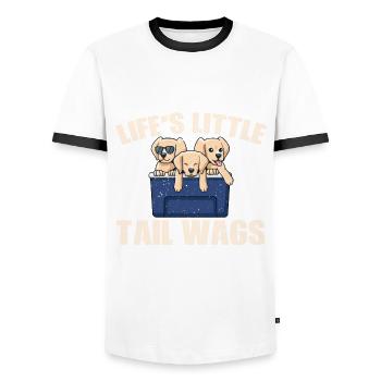 Cute puppy saying - Men's Ringer Shirt - white/black - Front - AI Model Female 172 light (172cm) & AI Model Male 178 dark (178cm)