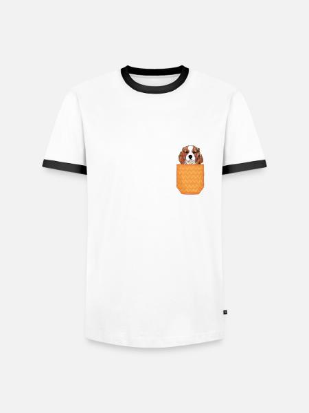 Charles Spaniel Welpentasche - Männer Kontrast-T-Shirt - Weiß/Schwarz