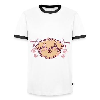 Funny dog groomer design - Men's Ringer Shirt - white/black - Front - AI Model Female 172 light (172cm) & AI Model Male 178 dark (178cm)