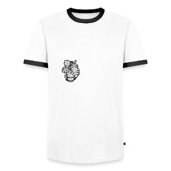 USA Flag Monstera Plant - Men's Ringer Shirt - white/black - Front - AI Model Female 172 light (172cm) & AI Model Male 178 dark (178cm)