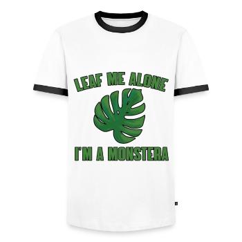 Funny Monstera Plant Saying - Men's Ringer Shirt - white/black - Front - AI Model Female 172 light (172cm) & AI Model Male 178 dark (178cm)