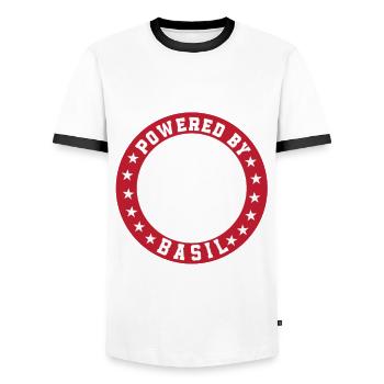 Powered by basil - Men's Ringer Shirt - white/black - Front - AI Model Female 172 light (172cm) & AI Model Male 178 dark (178cm)