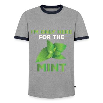 Drôle d’amateur de menthe Dicton - T-shirt contrasté Homme - gris/marine  - Devant - AI Model Female 172 light (172cm) & AI Model Male 178 light (178cm)