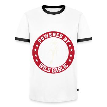 Powered by wild garlic - Men's Ringer Shirt - white/black - Front - AI Model Female 172 light (172cm) & AI Model Male 178 dark (178cm)
