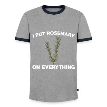 Lustiger Rosmarin Liebhaber Spruch - Männer Kontrast-T-Shirt - Grau/Navy  - Vorne - AI Model Female 172 light (172cm) & AI Model Male 178 light (178cm)