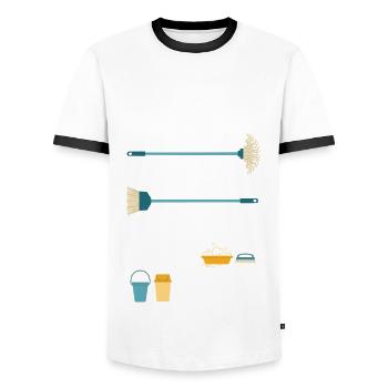 Drôle de ménage - T-shirt contrasté Homme - blanc/noir - Devant - AI Model Female 172 light (172cm) & AI Model Male 178 dark (178cm)