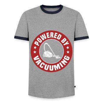Staubsaugen - Männer Kontrast-T-Shirt - Grau/Navy  - Vorne - AI Model Female 172 light (172cm) & AI Model Male 178 light (178cm)