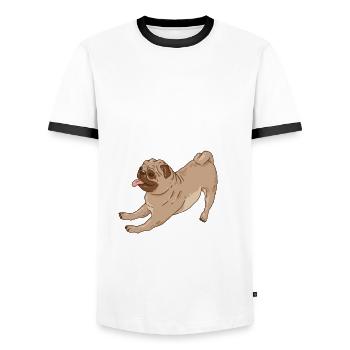 Dog walkers and pug lovers - Men's Ringer Shirt - white/black - Front - AI Model Female 172 light (172cm) & AI Model Male 178 dark (178cm)