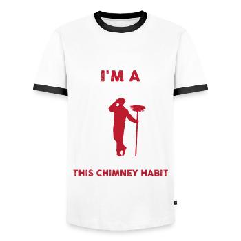 Funny chimney sweep costume - Men's Ringer Shirt - white/black - Front - AI Model Female 172 light (172cm) & AI Model Male 178 dark (178cm)