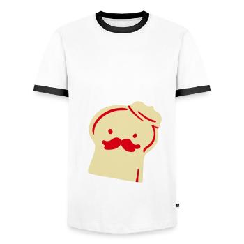 French toast - Men's Ringer Shirt - white/black - Front - AI Model Female 172 light (172cm) & AI Model Male 178 dark (178cm)