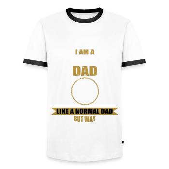 Health Coach Papa - Men's Ringer Shirt - white/black - Front - AI Model Female 172 light (172cm) & AI Model Male 178 dark (178cm)