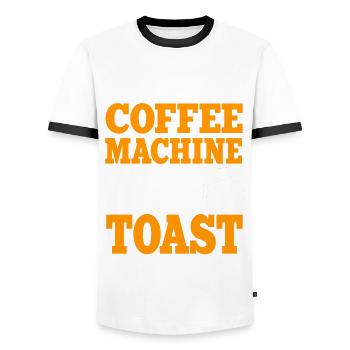 Coffee maker and toast friends forever - Men's Ringer Shirt - white/black - Front - AI Model Female 172 light (172cm) & AI Model Male 178 dark (178cm)