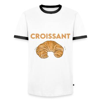 Drôle de design de croissant - T-shirt contrasté Homme - blanc/noir - Devant - AI Model Female 172 light (172cm) & AI Model Male 178 dark (178cm)