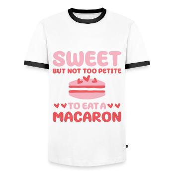 Cadeau d’amoureux de macarons sucrés - T-shirt contrasté Homme - blanc/noir - Devant - AI Model Female 172 light (172cm) & AI Model Male 178 dark (178cm)