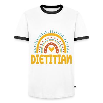 Diététicien - T-shirt contrasté Homme - blanc/noir - Devant - AI Model Female 172 light (172cm) & AI Model Male 178 dark (178cm)