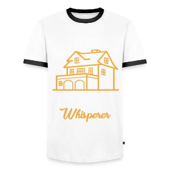 Funny mortgage whisperer - Men's Ringer Shirt - white/black - Front - AI Model Female 172 light (172cm) & AI Model Male 178 dark (178cm)