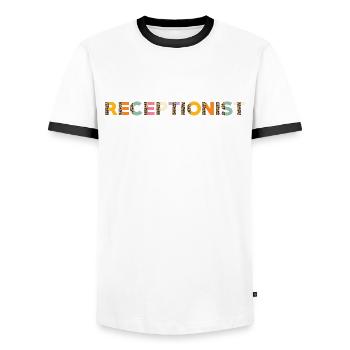 Receptionist - Men's Ringer Shirt - white/black - Front - AI Model Female 172 light (172cm) & AI Model Male 178 dark (178cm)
