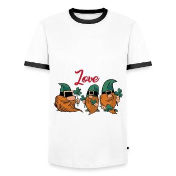 Immobilier St. Patrick’s Day Shenanigans Gnome - T-shirt contrasté Homme - blanc/noir - Devant - AI Model Female 172 light (172cm) & AI Model Male 178 dark (178cm)