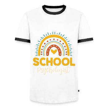 School Psychologist Outfit Student Support - Men's Ringer Shirt - white/black - Front - AI Model Female 172 light (172cm) & AI Model Male 178 dark (178cm)