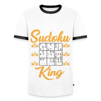 Sudoku König - Männer Kontrast-T-Shirt - Weiß/Schwarz - Vorne - AI Model Female 172 light (172cm) & AI Model Male 178 dark (178cm)