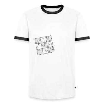 Lustiger Sudoku Liebhaber - Männer Kontrast-T-Shirt - Weiß/Schwarz - Vorne - AI Model Female 172 light (172cm) & AI Model Male 178 dark (178cm)